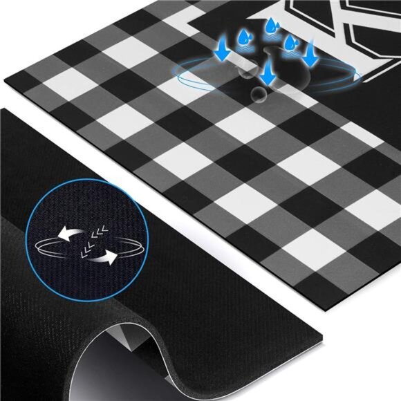 Buffalo Plaid Kitchen Mat Set of 2 Non Slip Thick Kitchen Rugs and Mats - Picture 6 of 8